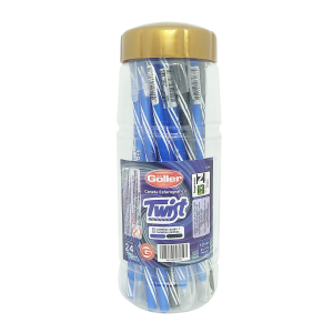 Caneta esferográfica twist preta e azul c/24 pçs 1,0mm 6263 g-1263 Goller