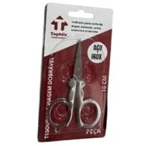 Tesoura de viagem dobrável inox 10cm c/1 pç 0215 Top mix 