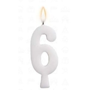 Vela aniversário n°6 branca c/1pç regina