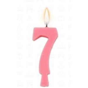 Vela aniversário n°7 rosa c/1pç regina