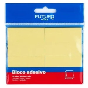 Bloco adesivo postit fo222210 c/4 pçs 38mmx50mm c/50fls futuro