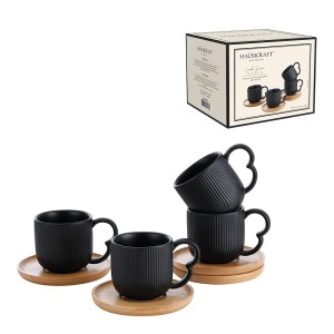 Xícara Café Oasis 90ml preto 4 peças pcln-231pt